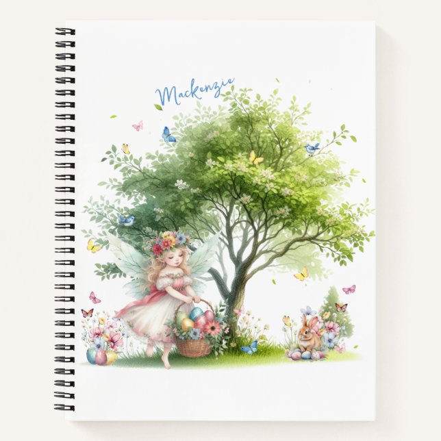 Watercolor Easter Spring Fairy Notebook (Front)