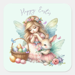 Watercolor Easter Spring Fairy Square Sticker