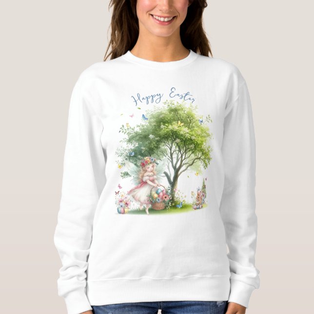 Watercolor Easter Spring Fairy Sweatshirt (Front)