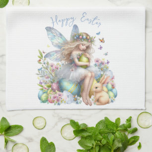 Watercolor Easter Spring Fairy Tea Towel