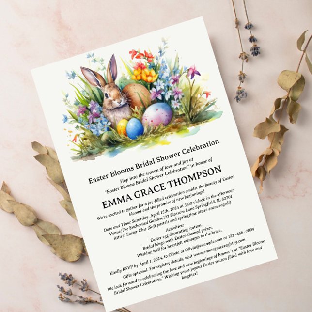 Watercolor Easter Spring Theme Bridal Shower Invitation (Creator Uploaded)