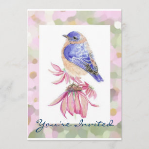 Watercolor Eastern Bluebird Blue Bird Art Invitation