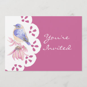 Watercolor Eastern Bluebird Blue Bird Art Invitation