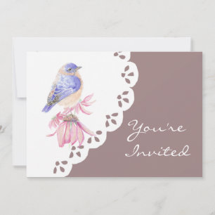 Watercolor Eastern Bluebird Blue Bird Art Invitation