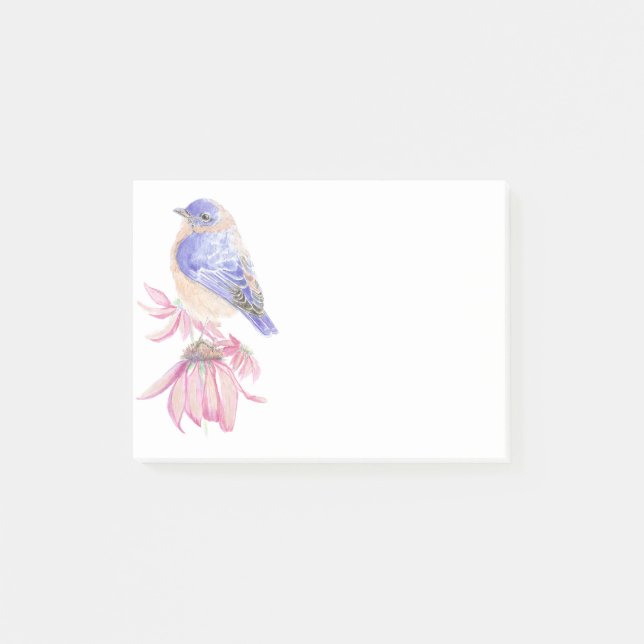 Watercolor Eastern Bluebird Blue Bird Art Post-it Notes (Front)