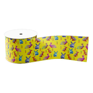 Watercolor Eatsern Rabbits Grosgrain Ribbon