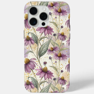 Watercolor Echinacea Purple & Gold  iPhone 15 Pro Max Case