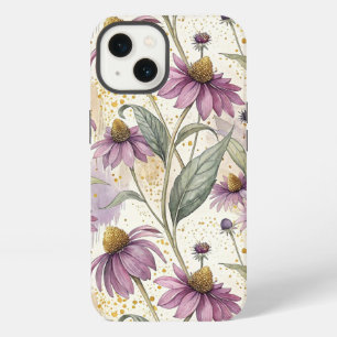 Watercolor Echinacea Purple & Gold iPhone 13 Case