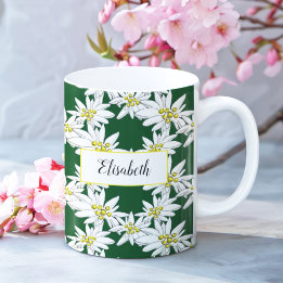 Watercolor Edelweiss Hand-Illustrated Personalised Coffee Mug