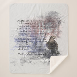Watercolor Edgar Allan Poe The Raven Poem Sherpa Blanket