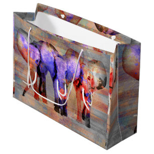 Watercolor effect Elephant Digital Art Large Gift Bag