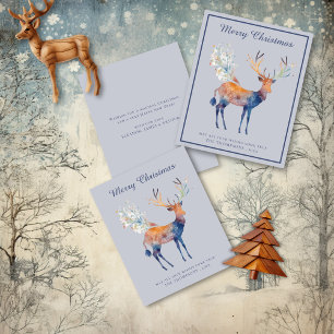 Watercolor Effect Festive Deer Christmas Holiday Card