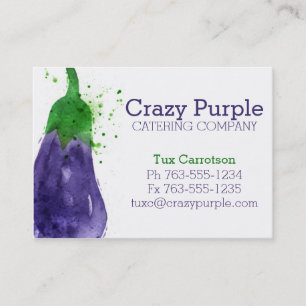 watercolor eggplant vegetable food chef catering business card