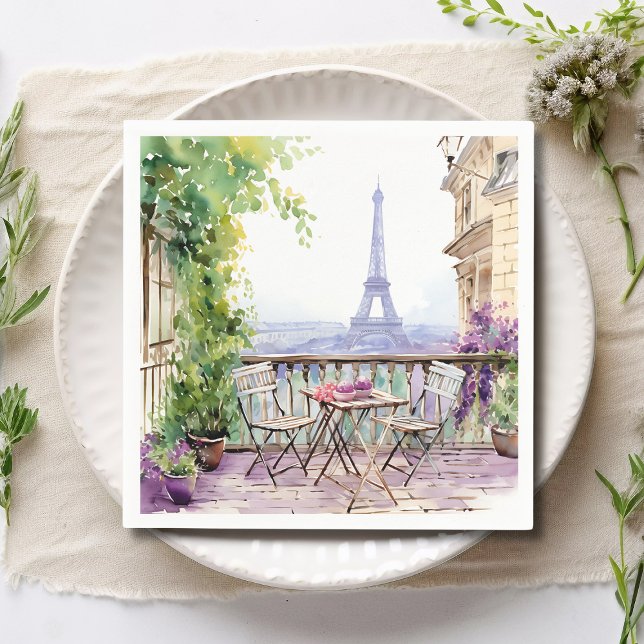 Watercolor Eifel Tower Paris French Cafe Napkin (Creator Uploaded)
