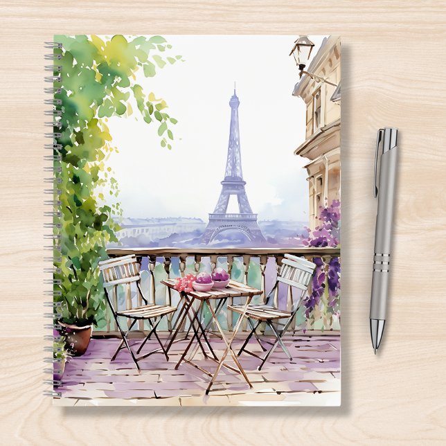Watercolor Eifel Tower Paris French Cafe Notebook (Creator Uploaded)