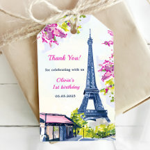 Watercolor Eiffel Tower Paris 1st Birthday Party