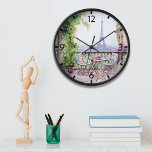 Watercolor Eiffel Tower Paris French Cafe Clock<br><div class="desc">Watercolor Eiffel Tower Paris French Cafe Clock features a watercolor french cafe seating area with Paris and the Eiffel Tower in the background. Created by Evco Studio www.zazzle.com/store/evcostudio</div>