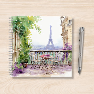 Watercolor Eiffel Tower Paris French Cafe Notebook