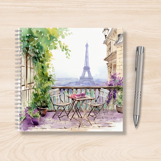Watercolor Eiffel Tower Paris French Cafe Notebook (Creator Uploaded)