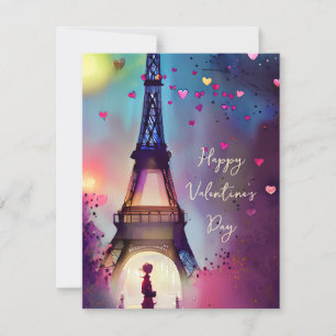 Watercolor Eiffel tower valentine Holiday