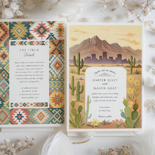 Watercolor El Paso Texas Wedding Invitation