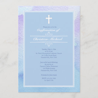 Watercolor Elegance Blue Invitation