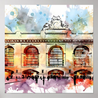 Watercolor Elegance: Grand Central Terminal Poster