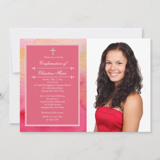 Watercolor Elegance Photo Invitation (Front)