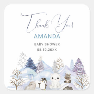 Watercolor Elegant Baby it is cold outside  Baby S Square Sticker