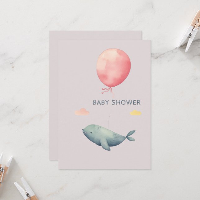 Watercolor Elegant Baby Shower Girl Invitation  (Front/Back In Situ)