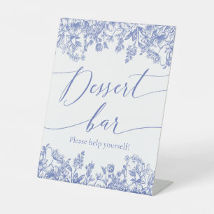 Watercolor Elegant Blue Floral Dessert Bar Sign