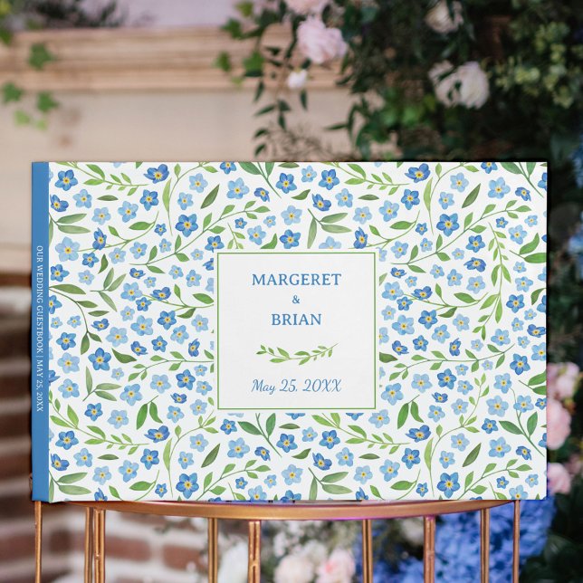 Watercolor Elegant Blue Floral Signature Wedding Guest Book (Watercolor Elegant Blue Floral Signature Wedding Guest Book)