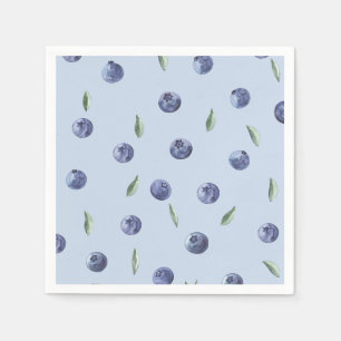 Watercolor elegant blueberry baby shower napkin