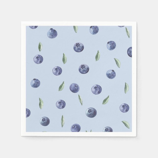 Watercolor  elegant blueberry baby shower napkin (Front)
