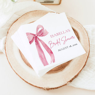 Watercolor Elegant Blush Pink Bow Bridal Shower Napkin