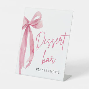 Watercolor Elegant Blush Pink Bow Dessert Bar Sign