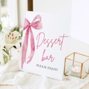 Watercolor Elegant Blush Pink Bow Dessert Bar Sign