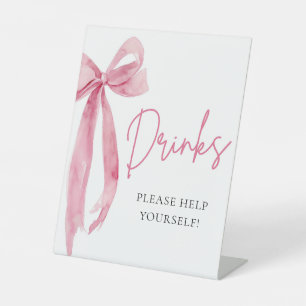 Watercolor Elegant Blush Pink Bow Drinks Sign