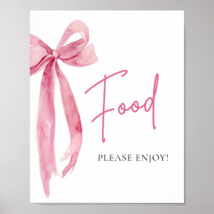 Watercolor Elegant Blush Pink Bow Food Sign