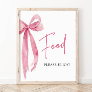Watercolor Elegant Blush Pink Bow Food Sign