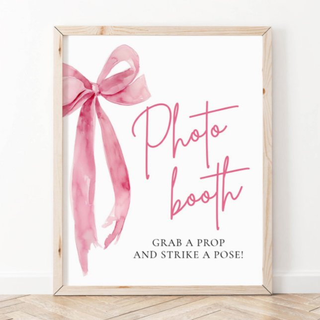 Watercolor Elegant Blush Pink Bow Photo Booth Sign (Creator Uploaded)