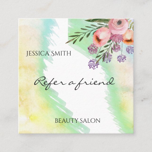 Watercolor elegant  boho floral referral (Front)