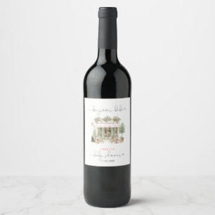 Watercolor Elegant Bonjoor bebe Baby Shower Wine Label