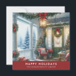 Watercolor Elegant Botanical Corporate Christmas  Holiday Card<br><div class="desc">Watercolor Elegant Botanical Corporate Christmas Holiday Card -featuring a stunning victorian home's festive porch all decked out for the holidays. The back of the card features all of your business information including a QR card.</div>