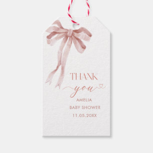 Watercolor Elegant Bow Ribbon Baby Shower Gift Tags
