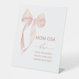 Watercolor elegant bow ribbon baby shower mom-osa Pedestal Sign