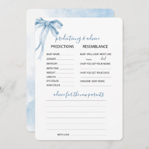Watercolor Elegant Bow Ribbon Blue Predictiong Adv Invitation