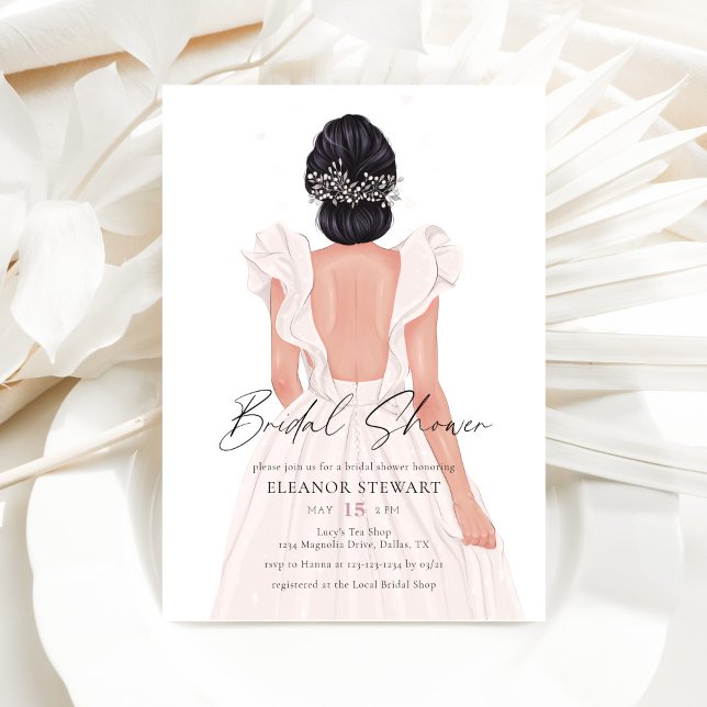 Watercolor Elegant Bride Bridal Gown Bridal Shower Invitation (Creator Uploaded)
