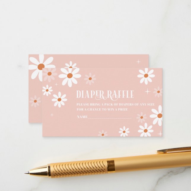  Watercolor Elegant daisy girl  baby shower diaper Enclosure Card (Front/Back In Situ)