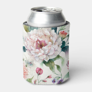 Watercolor elegant delicate asian floral pattern can cooler